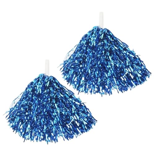 ANQKYO Cheerleader Pompons 6/10 Stück metallische Cheerleader-Pompons mit rutschfestem Griff, Handblumen-Pompons, for Sportveranstaltungen, Tanzsport, Cheerleading-Pompons(Blue,10pcs) von ANQKYO