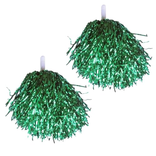 ANQKYO Cheerleader Pompons 6/10 Stück metallische Cheerleader-Pompons mit rutschfestem Griff, Handblumen-Pompons, for Sportveranstaltungen, Tanzsport, Cheerleading-Pompons(Green,6pcs) von ANQKYO