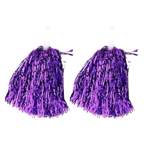 ANQKYO Cheerleader Pompons 6/10 Stück metallische Cheerleader-Pompons mit rutschfestem Griff, Handblumen-Pompons, for Sportveranstaltungen, Tanzsport, Cheerleading-Pompons(Purple,10pcs) von ANQKYO