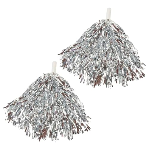 ANQKYO Cheerleader Pompons 6/10 Stück metallische Cheerleader-Pompons mit rutschfestem Griff, Handblumen-Pompons, for Sportveranstaltungen, Tanzsport, Cheerleading-Pompons(Silver,10pcs) von ANQKYO