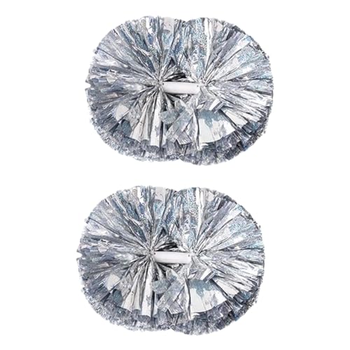 ANQKYO Cheerleader Pompons 6 Stück Cheerleading-Pom-Poms, Cheer-Poms, Cheerleader-Pompons, Cheering Squad-Pompons for den Tanz(Silvery) von ANQKYO