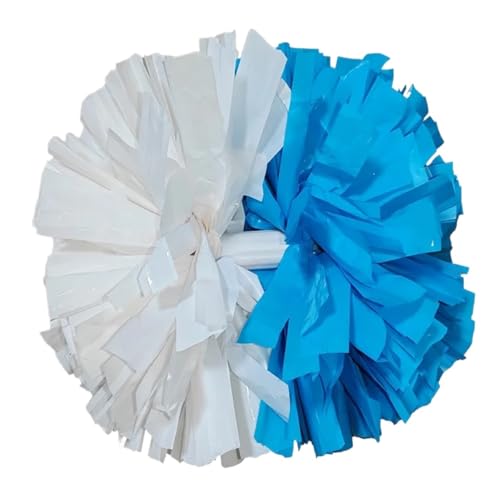 ANQKYO Cheerleader Pompons 6 Stück Cheerleading-Pompons, 32 cm, Cheerleading-Pompons mit Griff, Sportzubehör, lichtecht(Blue White) von ANQKYO