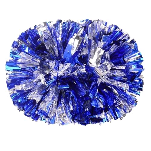 ANQKYO Cheerleader Pompons 6 stücke 30cm Praktische Cheerleading Jubeln Blume Ball Gelten for Tanz Sport Spiel Liefert(Blue-Silver) von ANQKYO