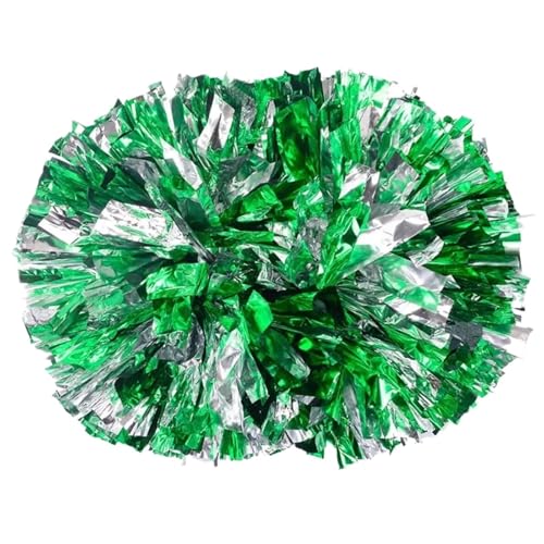 ANQKYO Cheerleader Pompons 6 stücke 30cm Praktische Cheerleading Jubeln Blume Ball Gelten for Tanz Sport Spiel Liefert(Green-Silver) von ANQKYO