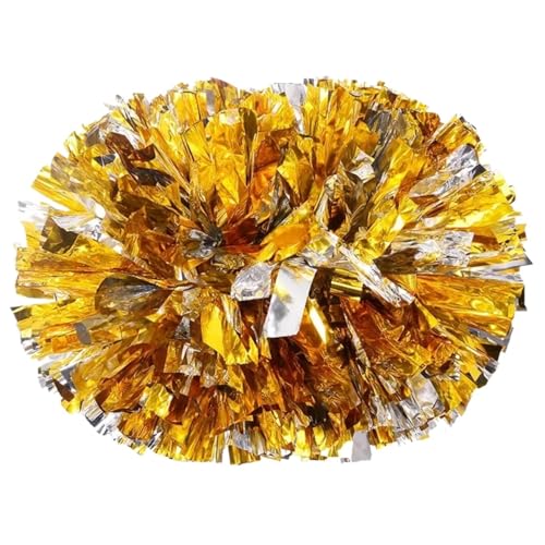 ANQKYO Cheerleader Pompons 6 stücke Bunte Cheerleading Kunststoff Pompons Metallic Club Sport Party Jubeln Dance Requisiten Halten(Color 5) von ANQKYO