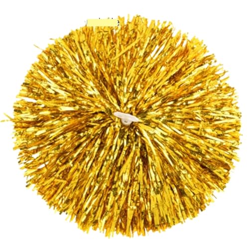 ANQKYO Cheerleader Pompons 6 stücke Kunststoff Doppel Loch Griff Metall Jubeln Streamer Pompons Cheerleading Pom Ball Jubeln Dekorateur Club Sport Versorgung(Gold Double Hole) von ANQKYO