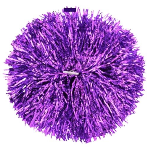 ANQKYO Cheerleader Pompons 6 stücke Kunststoff Doppel Loch Griff Metall Jubeln Streamer Pompons Cheerleading Pom Ball Jubeln Dekorateur Club Sport Versorgung(Purple Double Hole) von ANQKYO