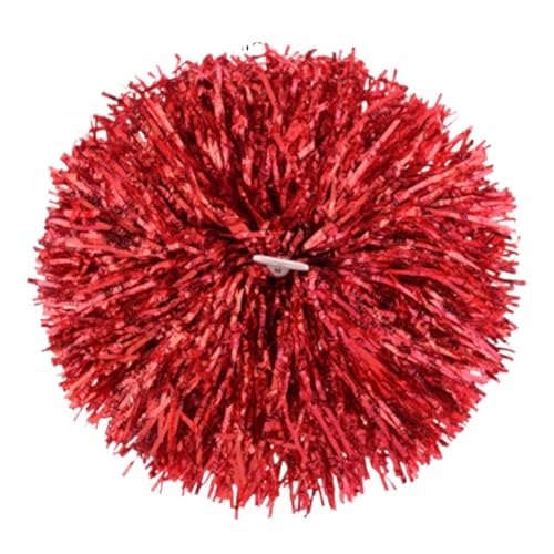 ANQKYO Cheerleader Pompons 6 stücke Kunststoff Doppel Loch Griff Metall Jubeln Streamer Pompons Cheerleading Pom Ball Jubeln Dekorateur Club Sport Versorgung(Red Double Hole) von ANQKYO