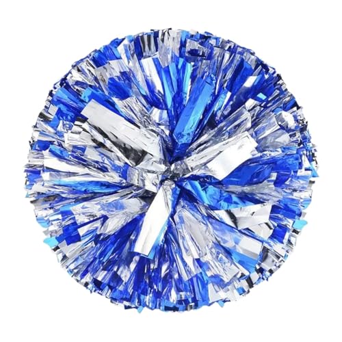 ANQKYO Cheerleader Pompons 8 stücke 28 cm Cheerleading Pom Poms Jubeln Ball Sport Spiel Vocal Dance Party Konzert Dekorateur Requisiten Club Liefert(Blue-Silver) von ANQKYO