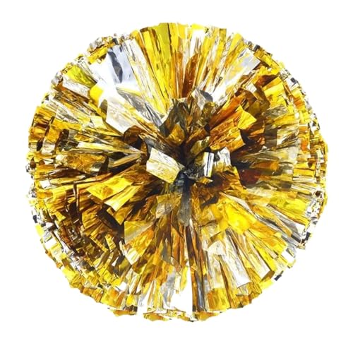 ANQKYO Cheerleader Pompons 8 stücke 28 cm Cheerleading Pom Poms Jubeln Ball Sport Spiel Vocal Dance Party Konzert Dekorateur Requisiten Club Liefert(Gold-Silver) von ANQKYO
