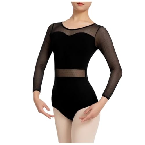 ANQKYO Damen Ballettanzug for Erwachsene, Netzstoff, Ballettoverall mit Wassertropfen-Rücken, langärmeliger Ballettkleidung, Body FüR Ballett(S) von ANQKYO