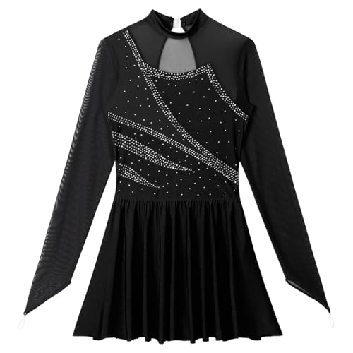 ANQKYO Eleganter Ballettanzug for Damen, bequemes Trikotkleid mit transparentem Netzstoff, Ballettkleider for Auftritte FüR Ballett(Black,L) von ANQKYO