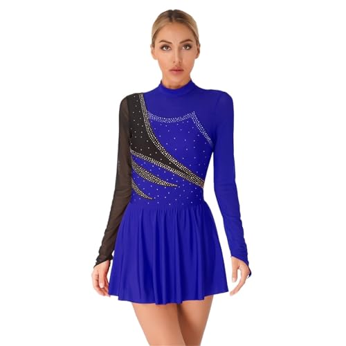 ANQKYO Eleganter Ballettanzug for Damen, bequemes Trikotkleid mit transparentem Netzstoff, Ballettkleider for Auftritte FüR Ballett(Bright Blue,L) von ANQKYO