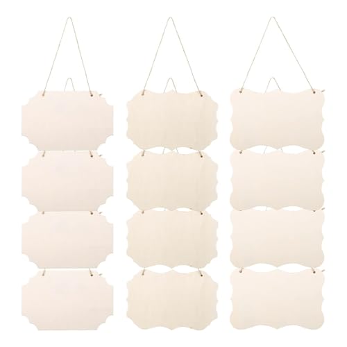 ANQKYO Targa Vuota In Legno 12 Stück Holzschilder, blanke Schilder, unbehandeltes Holz, for Selbermachen, Basteln, Aufhängen, Dekor, Home Wall Signage, handbemalt von ANQKYO