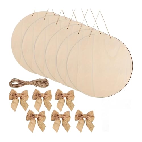 ANQKYO Targa Vuota In Legno 6 Stück Leere Holzkreise, 30,5 cm, unbehandeltes Holz, Dekoration for die Haustür, rundes Holzschild for Aufhängen mit Schleifen ANQKYO Targa Vuota In Legno 6 Stück Leere Holzkreise, 30,5 cm, unbehandeltes Holz, Dekoration for die Haustür, rundes Holzschild for Aufhängen mit Schleifen von ANQKYO