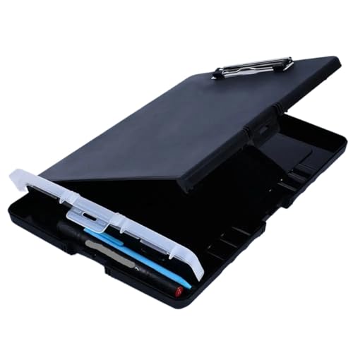 Klemmbrett 4 stücke Kunststoff Lagerung Zwischenablage Datei Box Fall Dokument Datei Ordner Zwischenablage Schreiben Pad Schreibwaren Schule Bürobedarf(Black) von ANQKYO