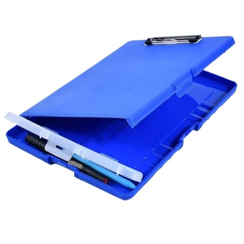Klemmbrett 4 stücke Kunststoff Lagerung Zwischenablage Datei Box Fall Dokument Datei Ordner Zwischenablage Schreiben Pad Schreibwaren Schule Bürobedarf(Blue) von ANQKYO