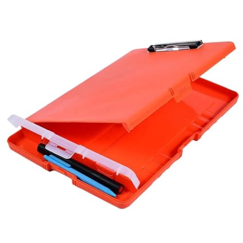 Klemmbrett 4 stücke Kunststoff Lagerung Zwischenablage Datei Box Fall Dokument Datei Ordner Zwischenablage Schreiben Pad Schreibwaren Schule Bürobedarf(Orange) von ANQKYO