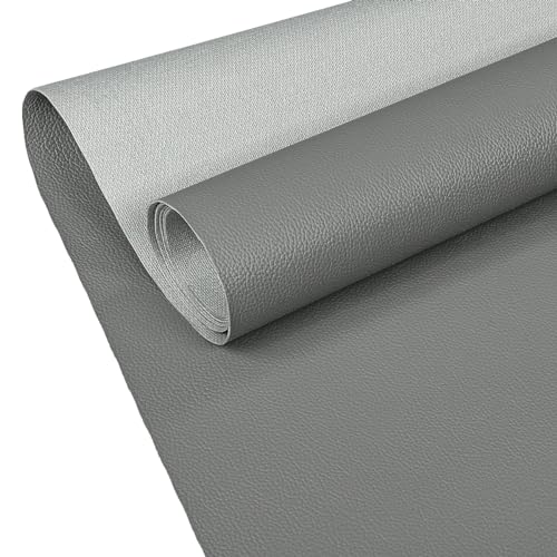 ANRO Kunstleder Lederimitat Lederstoff Polsterstoff Nappaprägung Texturiert Meterware Bezugsstoff Dunkelgrau 500x140cm (5m) von ANRO