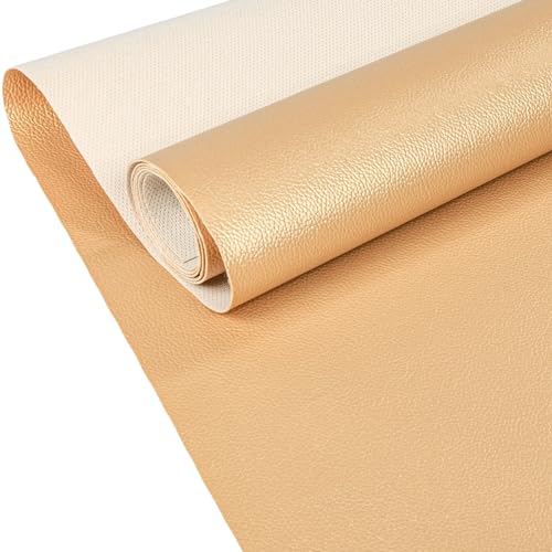 ANRO Kunstleder Lederimitat Lederstoff Polsterstoff Nappaprägung Texturiert Meterware Bezugsstoff Gold Metallic 220x140cm von ANRO