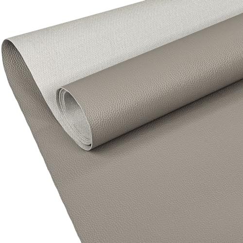 ANRO Kunstleder Lederimitat Lederstoff Polsterstoff Nappaprägung Texturiert Meterware Bezugsstoff Helltaupe 100x140cm von ANRO