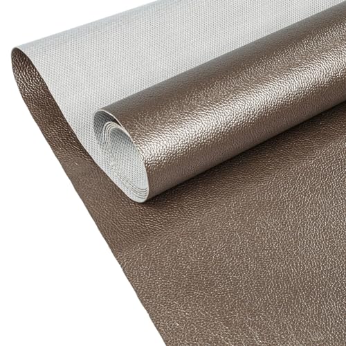ANRO Kunstleder Lederimitat Lederstoff Polsterstoff Nappaprägung Texturiert Meterware Bezugsstoff Moosgrau Metallic 100x140cm von ANRO