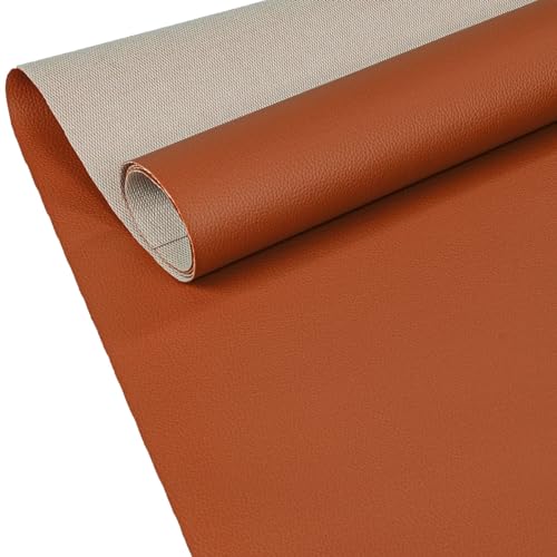 ANRO Kunstleder Lederimitat Lederstoff Polsterstoff Nappaprägung Texturiert Meterware Bezugsstoff Orange 100x140cm von ANRO