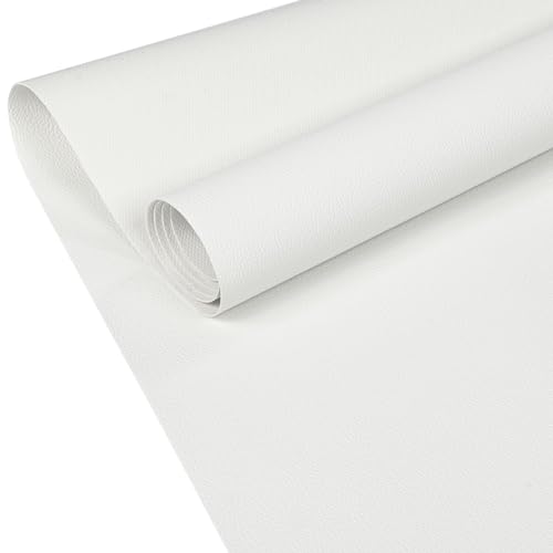 ANRO Kunstleder Lederimitat Lederstoff Polsterstoff Nappaprägung Texturiert Meterware Bezugsstoff Schneeweiß 100x140cm von ANRO