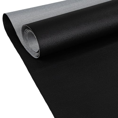 ANRO Kunstleder Lederimitat Lederstoff Polsterstoff Nappaprägung Texturiert Meterware Bezugsstoff Schwarz 100x140cm von ANRO