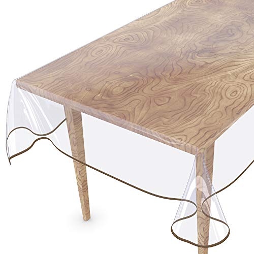 Tischdecke Transparent abwaschbar Durchsichtig Folie mit Saum in Beige 200x140cm 0,5mm von ANRO