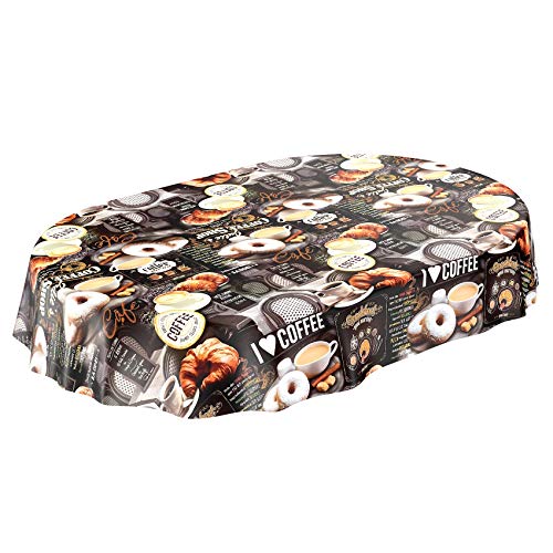 ANRO Wachstuchtischdecke Wachstuch Wachstischdecke Tischdecke abwaschbar Kaffee Süßigkeiten Donuts Oval 180 x 140cm, Dunkelgrau, 140 x 180cm ANRO Wachstuchtischdecke Wachstuch Wachstischdecke Tischdecke abwaschbar Kaffee Süßigkeiten Donuts Oval 180 x 140cm, Dunkelgrau, 140 x 180cm von ANRO