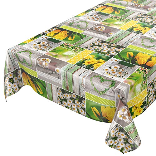 ANRO Tischdecke Wachstuch abwaschbar Wachstuchtischdecke Wachstischdecke Frühlingsmotiv Blumen Photoprint 140x140cm von ANRO