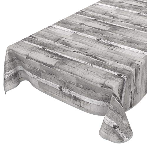 ANRO Tischdecke Wachstuch abwaschbar Wachstuchtischdecke Wachstischdecke Holz Diele Grau 100x140cm mit Saum - Eingefasst von ANRO