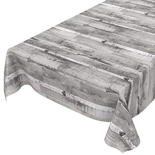 ANRO Tischdecke Wachstuch abwaschbar Wachstuchtischdecke Wachstischdecke Holz Diele Grau 140x140cm von ANRO