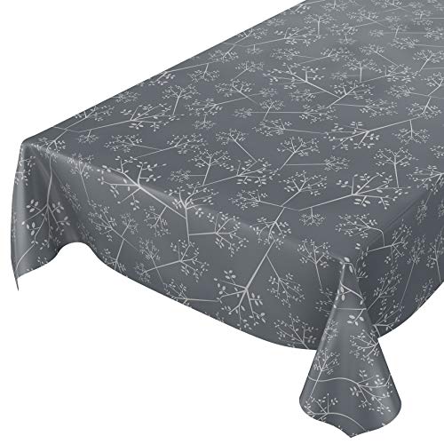 ANRO Tischdecke Wachstuch abwaschbar Wachstuchtischdecke Wachstischdecke Zweige Blätter Edel Silbereffekt Anthrazit 140x140cm ANRO Tischdecke Wachstuch abwaschbar Wachstuchtischdecke Wachstischdecke Zweige Blätter Edel Silbereffekt Anthrazit 140x140cm von ANRO