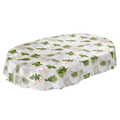 ANRO Tischdecke Wachstuchtischdecke Wachstuch Wachstischdecke pflegeleicht abwaschbar Kräuter Grün Beige Bio Basilikum Oval 140 x 240cm ANRO Tischdecke Wachstuchtischdecke Wachstuch Wachstischdecke pflegeleicht abwaschbar Kräuter Grün Beige Bio Basilikum Oval 140 x 240cm von ANRO
