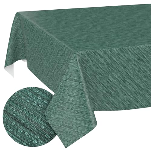 ANRO Tischdecke abwaschbar Wachstuch Wachstuchtischdecke Gartentischdecke Leinen-Optik Pflegeleicht Wasserabweisend 280 x 140 cm (Rechteckig) Grün Schnittkante von ANRO
