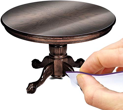 ANRO Tischfolie Tischschutz PVC Helltransparent Tischdecke 2mm Rund Gerade Kante 90° Größe 115cm von ANRO