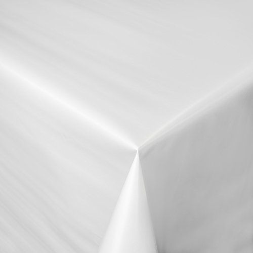 ANRO Wachstuchtischdeck Wachstuch Garten Tischdecke Outdoor Indoor abwaschbar Weiß Uni Glanz Einfarbig RUND OVAL ECKIG 100x140cm von ANRO
