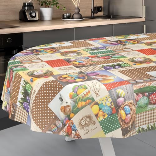 ANRO Wachstuch-Tischdecke abwaschbar Outdoor Indoor Oval 220x140cm Schnittkante Ostara ANRO Wachstuch-Tischdecke abwaschbar Outdoor Indoor Oval 220x140cm Schnittkante Ostara von ANRO