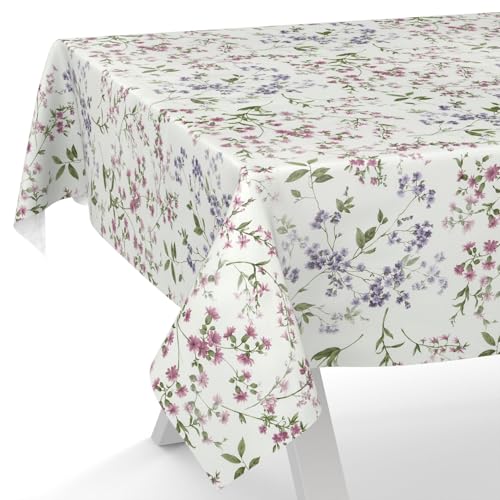 ANRO Wachstuchtischdecke Wachstischdecke Wachstuch Tischdecke abwaschbar Gartentischdecke Blümchen 120x140cm Schnittkante von ANRO