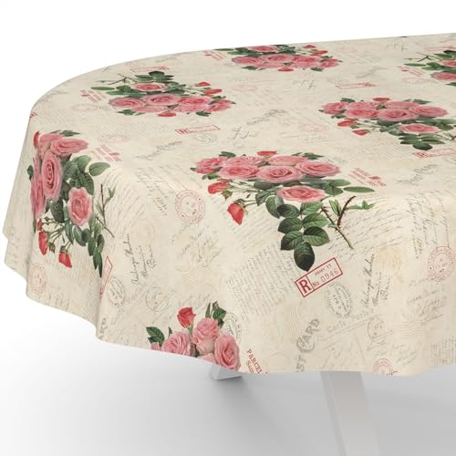 ANRO Wachstuchtischdecke Wachstischdecke Wachstuch Tischdecke abwaschbar Gartentischdecke Postkarte Rosen Oval 180x140cm Schnittkante ANRO Wachstuchtischdecke Wachstischdecke Wachstuch Tischdecke abwaschbar Gartentischdecke Postkarte Rosen Oval 180x140cm Schnittkante von ANRO