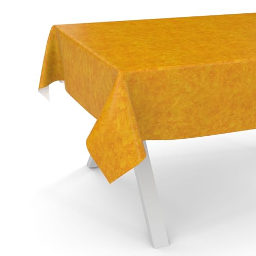 Wachstuchtischdecke Wachstischdecke Wachstuch Tischdecke abwaschbar Gartentischdecke Rund Oval Eckig 100x140cm Schnittkante Marmor Orange von ANRO