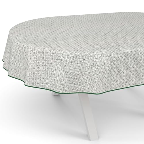 ANRO Wachstuchtischdecke Wachstischdecke Wachstuch Tischdecke abwaschbar Gartentischdecke Rund Oval Eckig Oval 160x140cm mit Saum (Eingefasst) Italia Grau von ANRO