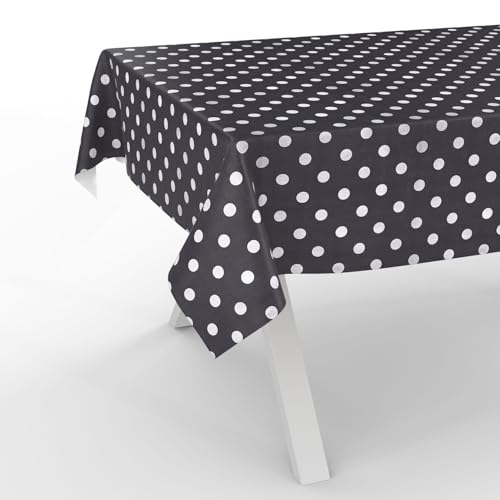 ANRO Wachstuchtischdecke Wachstischdecke Wachstuch Tischdecke abwaschbar Gartentischdecke Wasserabweisend 100x140cm Schnittkante Punkte Grau von ANRO