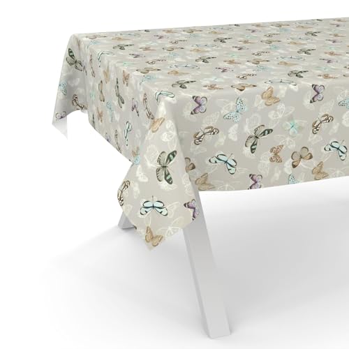 ANRO Wachstuchtischdecke Wachstischdecke Wachstuch Tischdecke abwaschbar Gartentischdecke Wasserabweisend 100x140cm Schnittkante Schmetterlinge von ANRO