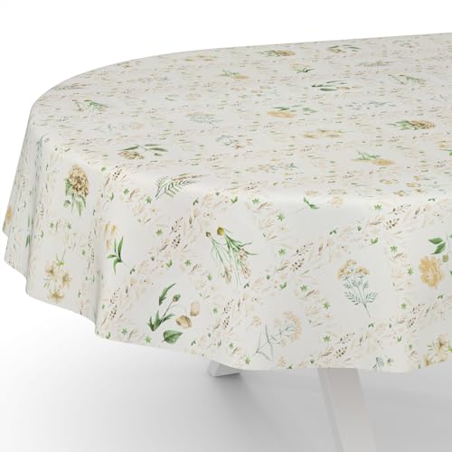 ANRO Wachstuchtischdecke Wachstischdecke Wachstuch Tischdecke abwaschbar Gartentischdecke Wasserabweisend Oval 180x140cm Schnittkante Blumenkaro Beige ANRO Wachstuchtischdecke Wachstischdecke Wachstuch Tischdecke abwaschbar Gartentischdecke Wasserabweisend Oval 180x140cm Schnittkante Blumenkaro Beige von ANRO