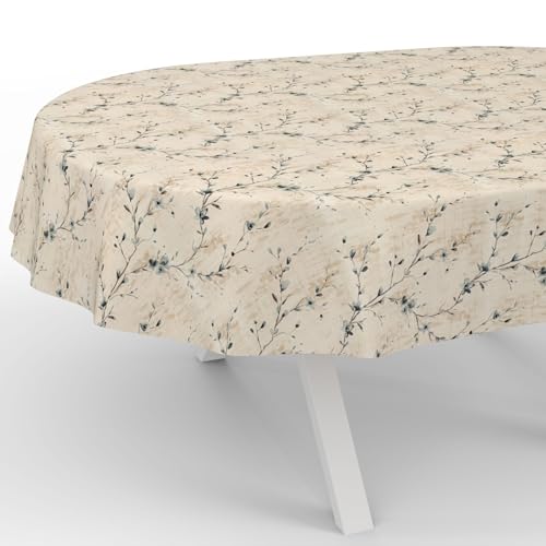 ANRO Wachstuchtischdecke Wachstischdecke Wachstuch Tischdecke abwaschbar Gartentischdecke Wasserabweisend Oval 180x140cm Schnittkante Kiev Floral von ANRO