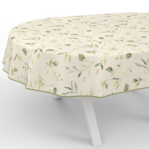 ANRO Wachstuchtischdecke Wachstischdecke Wachstuch Tischdecke abwaschbar Gartentischdecke Wasserabweisend Oval 260x140cm mit Saum (Eingefasst) Canada Floral von ANRO