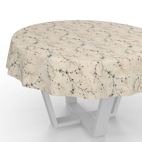 ANRO Wachstuchtischdecke Wachstischdecke Wachstuch Tischdecke abwaschbar Gartentischdecke Wasserabweisend Rund 140cm Schnittkante Kiev Floral von ANRO